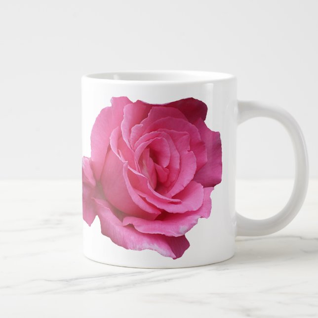 Pinkrosa Rosa Blütenblütenblüte Monogramm Miriam Jumbo-Tasse (Rechts)