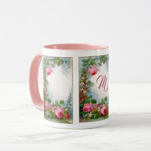 PINKROSEN UND JASMINE-FLORALMONOGRAMM TASSE