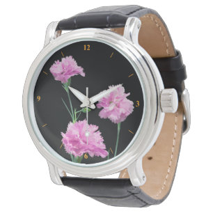 Pinks auf schwarz armbanduhr