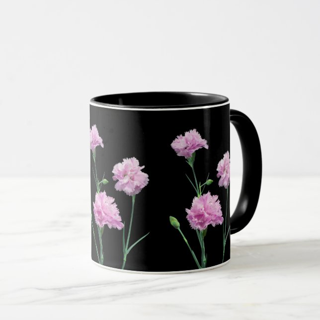 Pinks auf schwarz tasse (VorderseiteRechts)
