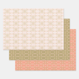 Pinks Coral und Gold Geschenkpapier Set