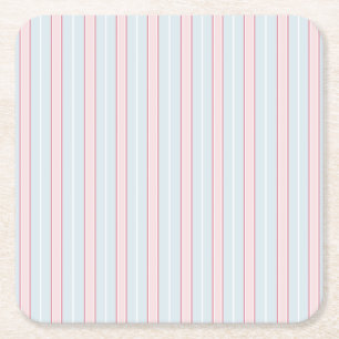 Pinks, Pastellblau, weiß, Streifen Rechteckiger Pappuntersetzer