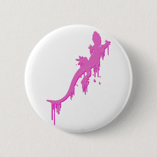 Pinksalamander mit farbenfrohen Tropfen Button
