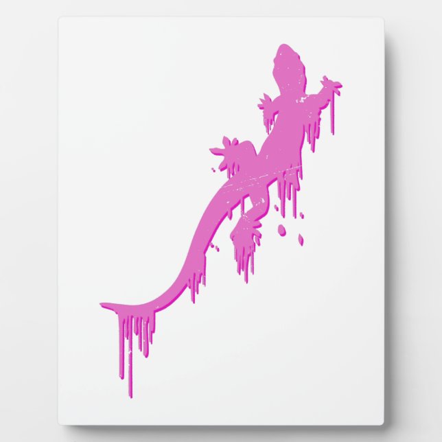 Pinksalamander mit farbenfrohen Tropfen Fotoplatte (Vorderseite)