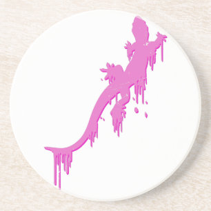 Pinksalamander mit farbenfrohen Tropfen Getränkeuntersetzer