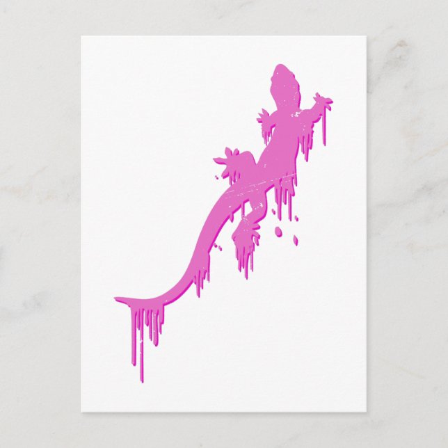 Pinksalamander mit farbenfrohen Tropfen Postkarte (Vorderseite)