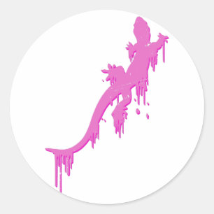 Pinksalamander mit farbenfrohen Tropfen Runder Aufkleber