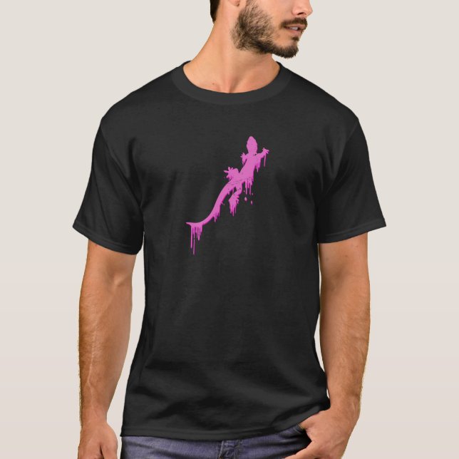 Pinksalamander mit farbenfrohen Tropfen T-Shirt (Vorderseite)