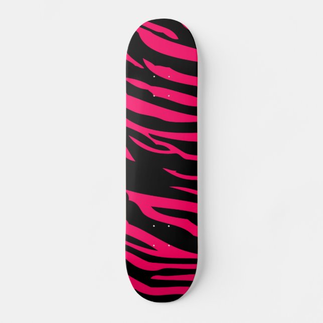 Pinkschwarzer Zebra-Druck-Tierbaut.-Skateboard Skateboard (Vorderseite)