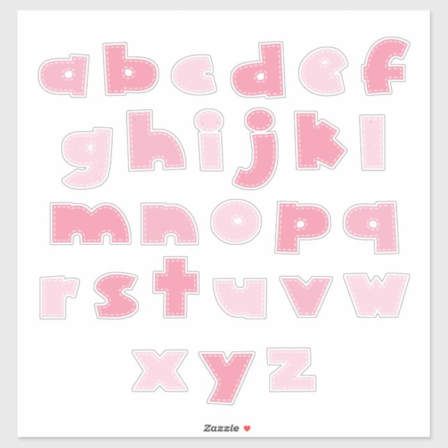 PINKY ALPHABET "Kleinbuchstaben" Aufkleber (Blatt)