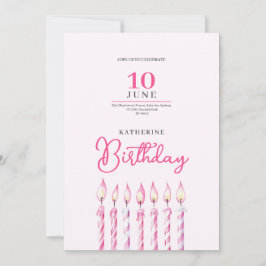 pinky candles girl birthday invitation einladung