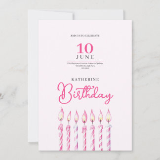 pinky candles girl birthday invitation einladung