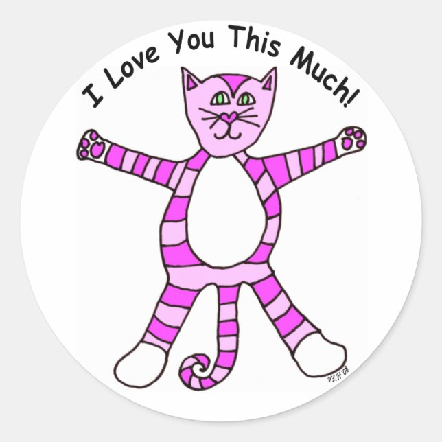Pinky Cat "I Liebe You This Muck" Aufkleber (Vorderseite)