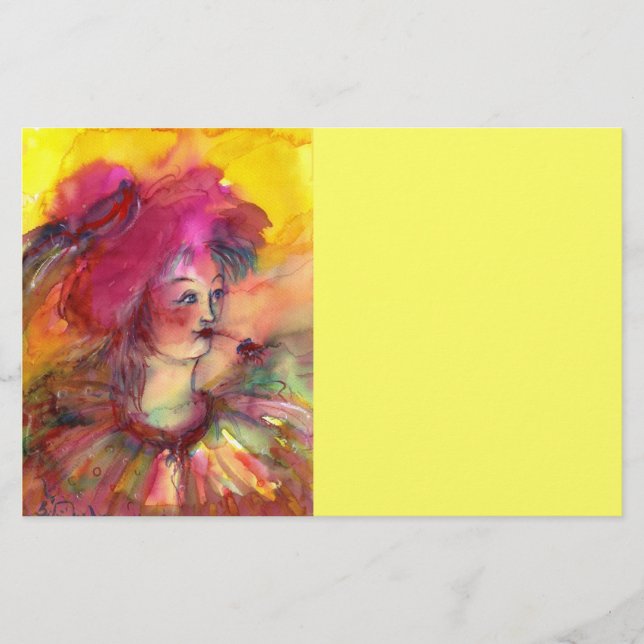 PINKY CLOWN , fuchsienrosa, gelb Briefpapier (Vorderseite)