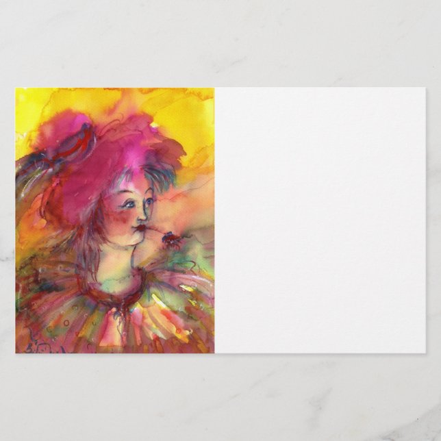 PINKY CLOWN , fuchsienrosa, gelb Briefpapier (Vorderseite)