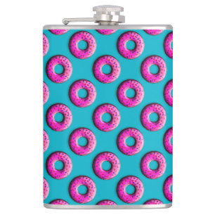 Pinky Donut mit bunten Sprinklen + Ihre Ideen Flachmann
