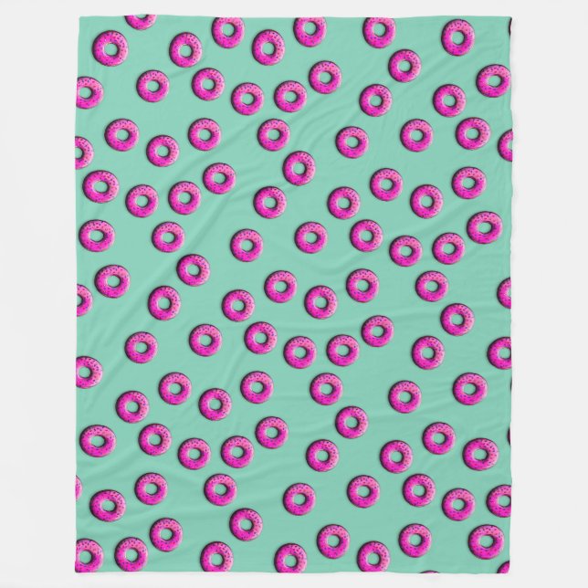 Pinky Donuts nahtloses Muster + Ihre Ideen Fleecedecke (Vorderseite)