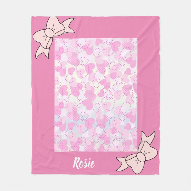 Pinky Hearts Fleece Blanket (Vorderseite)