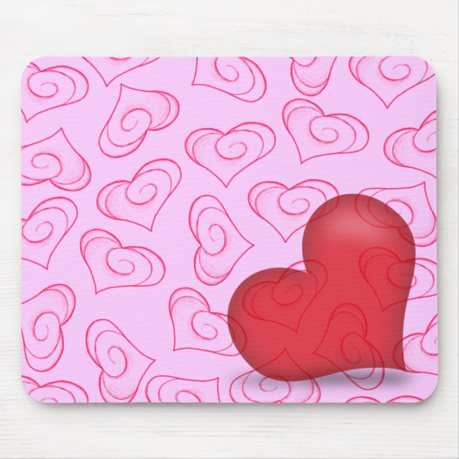 Pinky-Liebe (Semi-Transparentes Herz) Mousepad (Vorne)