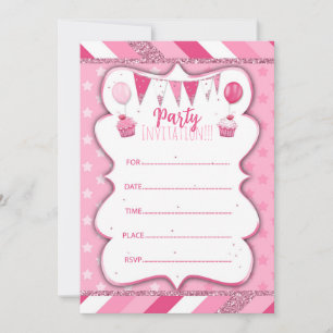 Pinky Party Einladung für Girl2