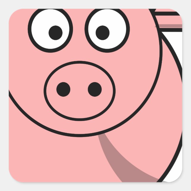 Pinky Pig Quadratischer Aufkleber (Vorderseite)