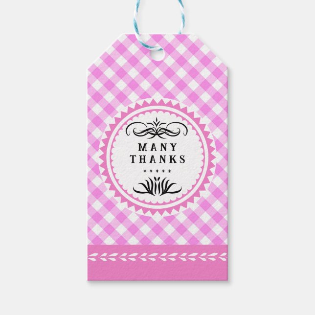 Pinky Pink Gingham Gift Tag Geschenkanhänger (Vorderseite)