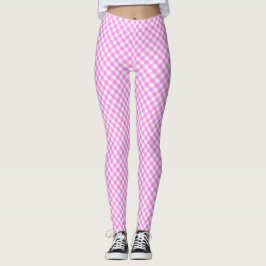 Pinky Pink White Gingham Leggings
