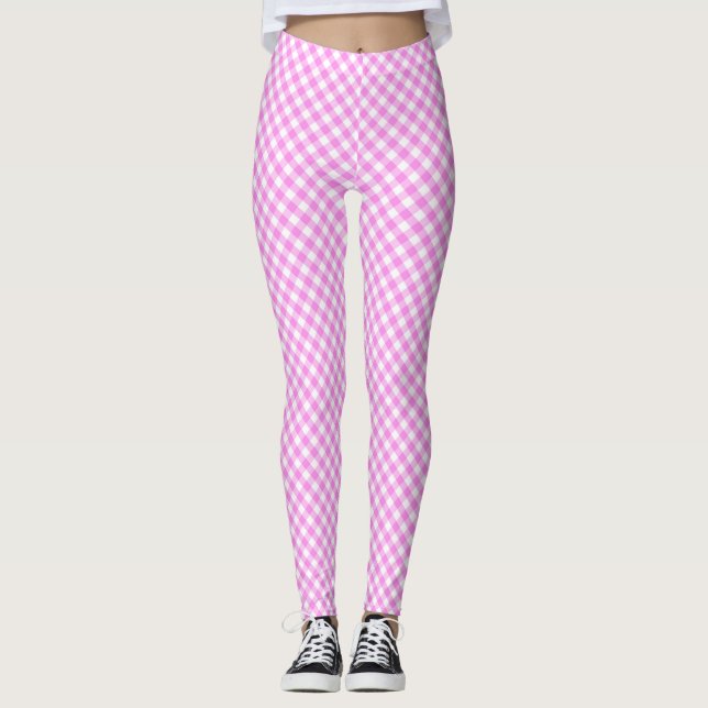 Pinky Pink White Gingham Leggings (Vorderseite)