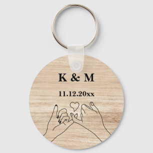 Pinky Promise Custom Couple Monogramm und Date Key Schlüsselanhänger