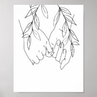 Pinky Promise Line Kunst mit Blätter