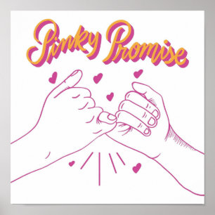 Pinky Promise mit Herzen Poster