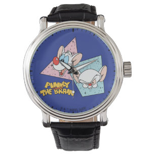 Pinky und das Gehirn   Retro-Zeichengrafiken Armbanduhr