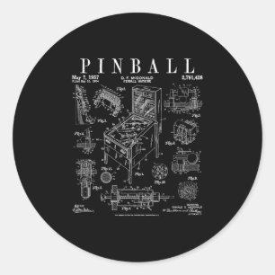 Pinll Arcade-Spielautomat Vintage-Gamer-Patent P Runder Aufkleber