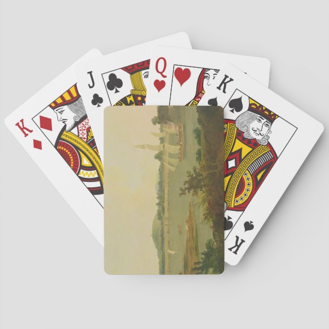 Pinnace, der den Ganges vorbei an Monghyr Fort seg Spielkarten (Rückseite)