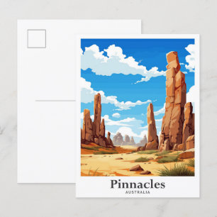 Pinnacles Australia Travel Potrait Illustration Postkarte