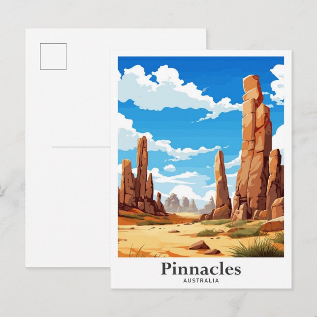 Pinnacles Australia Travel Potrait Illustration Postkarte (Vorne/Hinten)