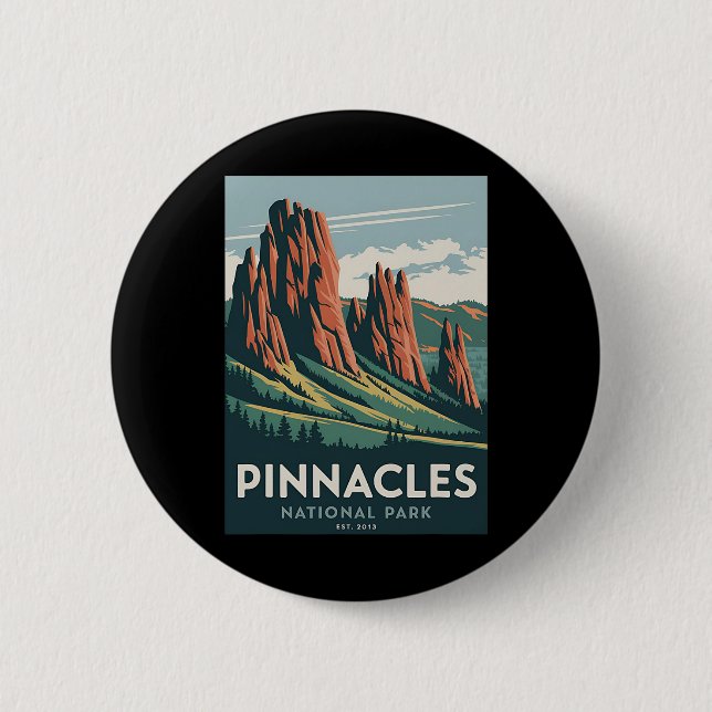 Pinnacles National Park Vintage Camping Wandern Mä Button (Vorderseite)