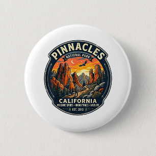 Pinnacles Nationalpark Kalifornien Retro-Wandern Button