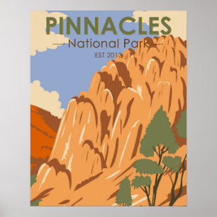 Pinnacles-Nationalpark Kalifornien Vintage Poster