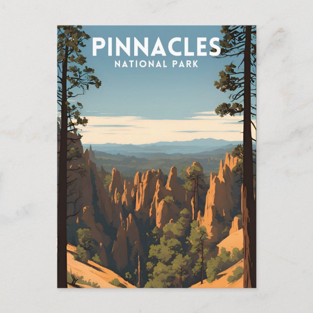 Pinnacles Nationalpark Vintag Postkarte (Vorderseite)