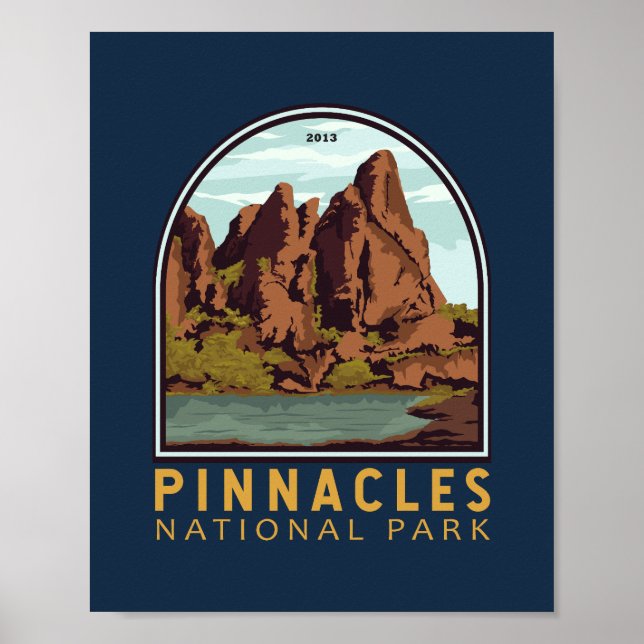 Pinnacles Nationalpark Vintages Emblem Poster (Vorne)