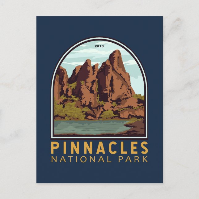 Pinnacles Nationalpark Vintages Emblem Postkarte (Vorderseite)