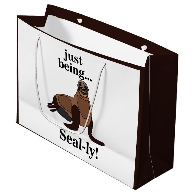 Pinnipeds Seal Funny Große Geschenktüte (Vorderseite Schrägansicht)