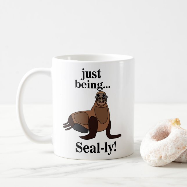 Pinnipeds Seal Funny Kaffeetasse (Mit Donut)