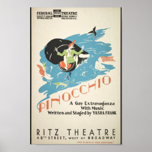 Pinocchio, Bundesstaatlich Theater, New York, 1930 Poster