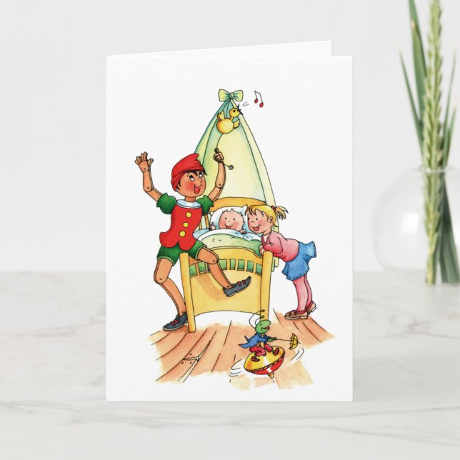 Pinocchio große Schwester-Geburts-Mitteilung Ankündigung (Vorderseite)