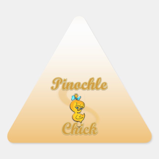 Pinochle Chick Dreieckiger Aufkleber (Vorderseite)