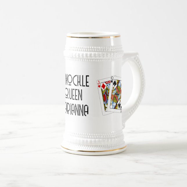 Pinochle Queen Beer Stein Bierglas (VorderseiteRechts)