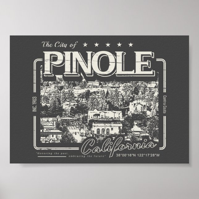 PINOLE KALIFORNIEN VINTAG - STADT PINOLE CA POSTER (Vorne)