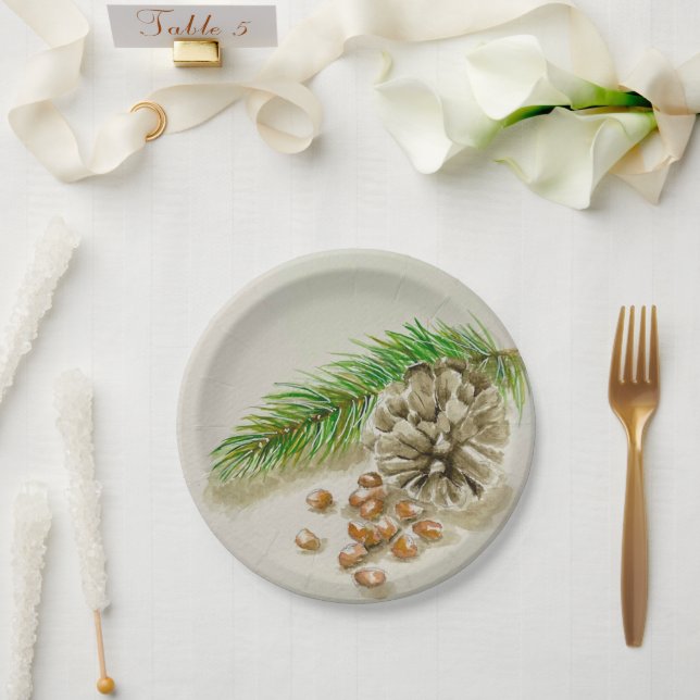 Pinõn Nuts Pinecone New Mexico Pappteller (Hochzeit)